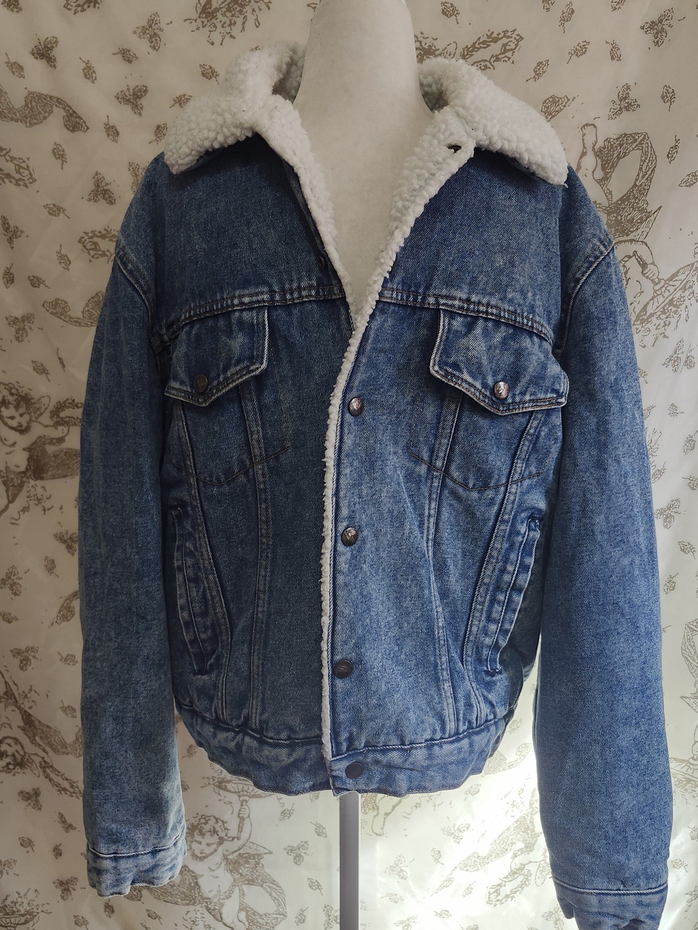Vintage Silver Spur Western Wear Sherpa Lined Denim Trucker Jacket L